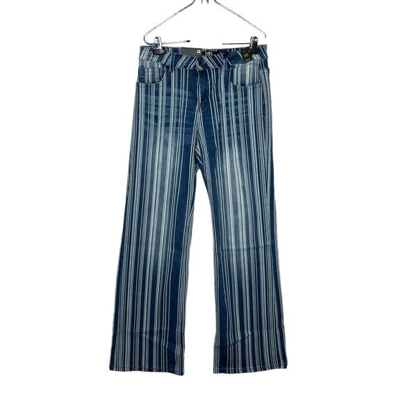 Lucky & Blessed Women’s High Rise Flare Stripe Denim Jeans - Picture 2 of 16